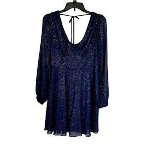 Blue Long Sleeve V-Neck Semi-Formal Dress Size 1/2 Homecoming